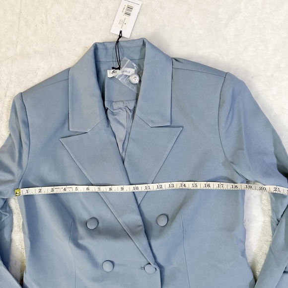 NWT- WeWoreWhat x Revolve Double Breasted Blazer Suiting Twill Storm - Picture 12 of 13